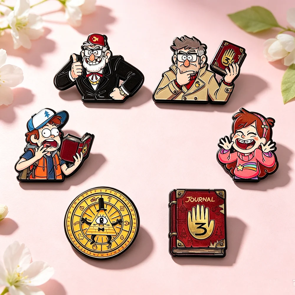6pcs Cartoon Journal Eye Enamel Pins Adventure Character Women Metal Brooch Badges Jewelry for Clothes Backpack Accessories Gift