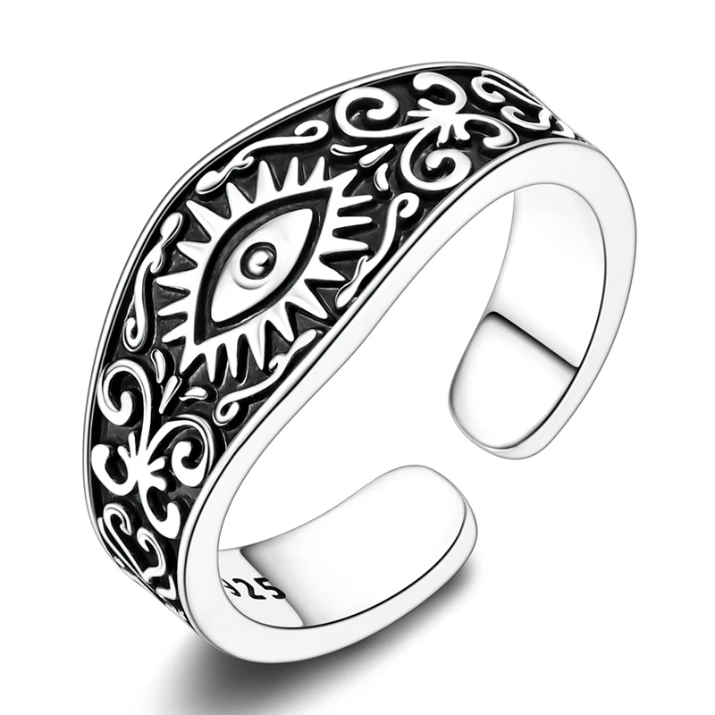 Original 925 Sterling Silver Vintage Floral Eye Open Rings For Women Girls Jewelry Birthday Anniversary Gifts