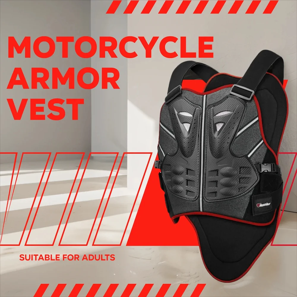 

Red Motorcycle Armor Vest Jacket Protection Lightweight Breathable Adjustable Straps All-Season Riding Gear Unisex