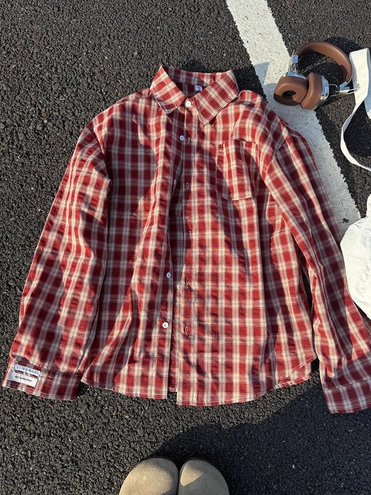 

Bla White Plaid irt Свободный крой Летнее тонкое пальто Lazy Faion для мужчин и женщин Повседневное дышащее длинное пальто на пуговицах Све