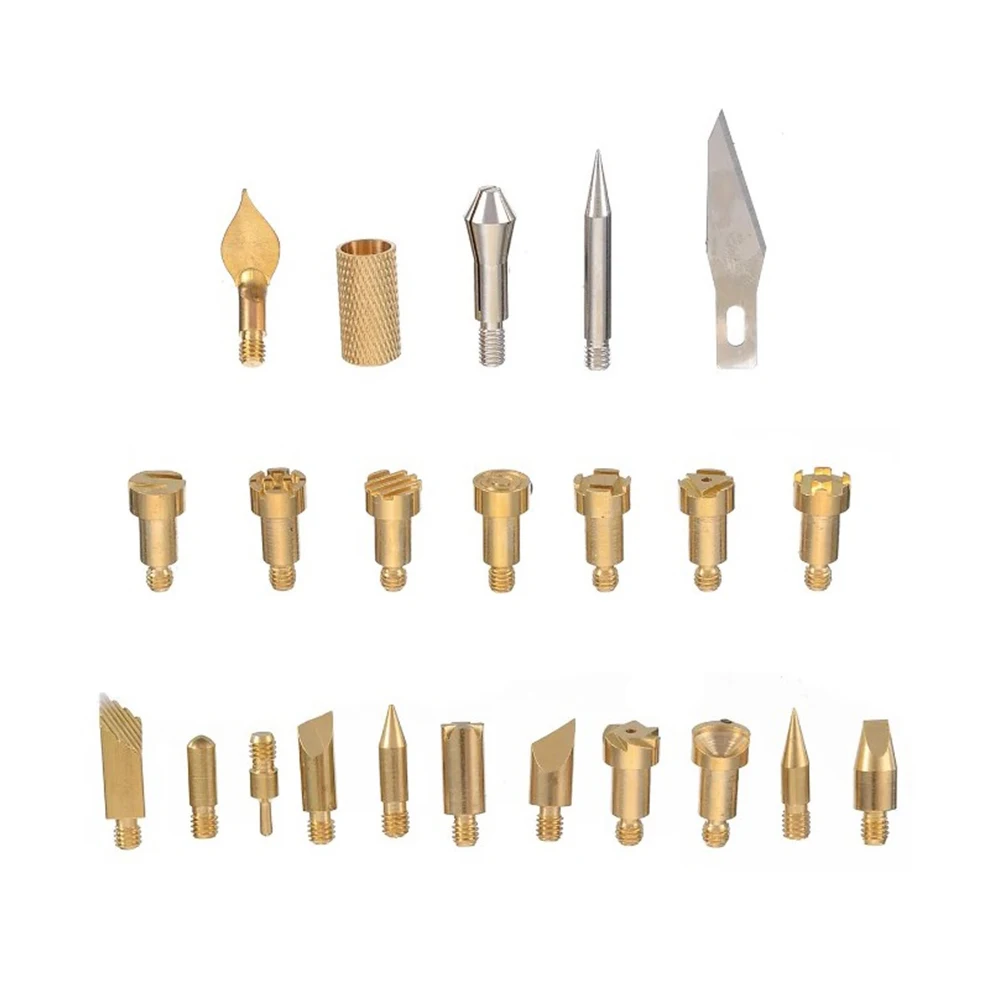 23pcs Electric Soldering Iron Tips Set Copper Wood Burning Pen Heads For Leather Engraving Carving Tools And Art Craft Hobby Kit