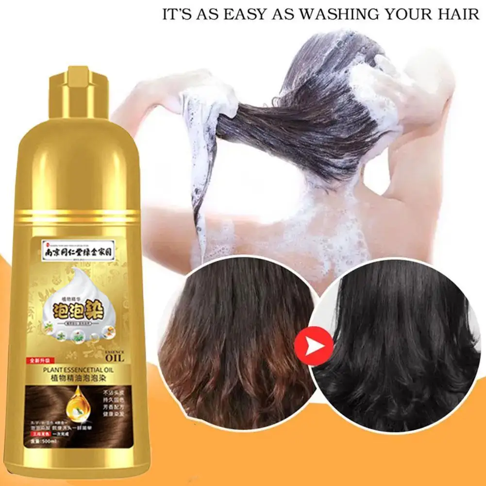 

500ml Hair Dye Shampoo For Woman Organic 5 Minutes Fast Hair Coloring Shampoo Black Hair Brown Natural Cover Gray White Hair Dye