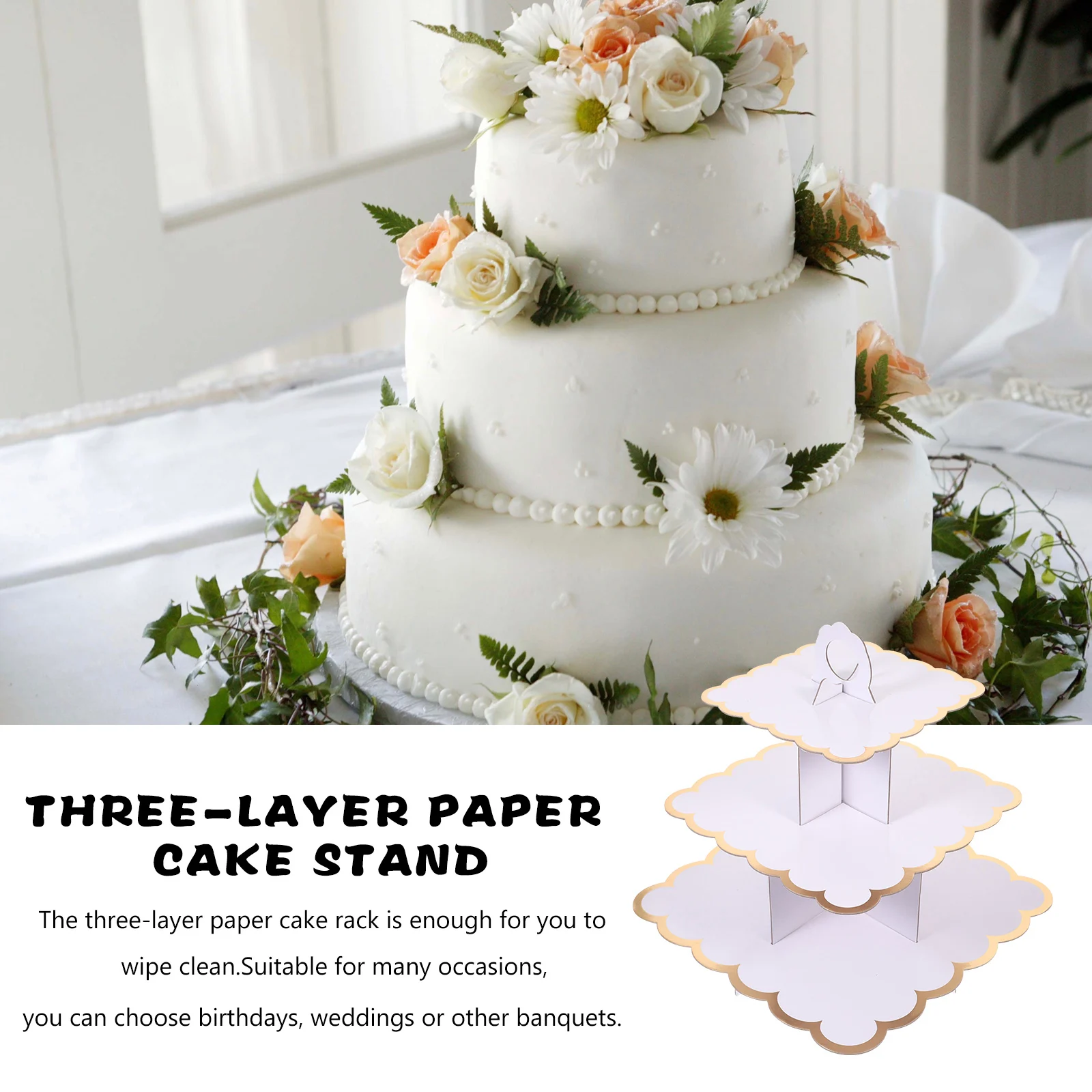 

3 Tier Modern Cake Stand Desktop Cake Holder Multi-Function Dessert Display Cupcake Holder for Wedding Party Kitchen Accessory