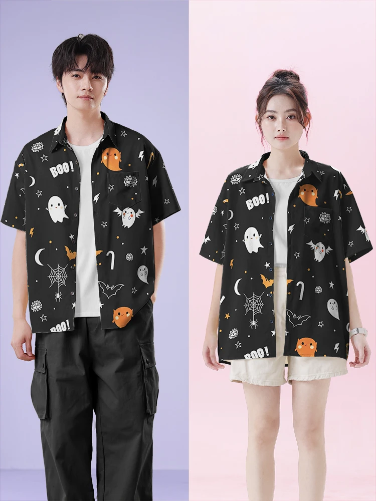 

Cute Little Ghost Хэллоуин fiti irt Casual Sle Мужчины Женщины ort Sve irt Полиэфирное волокно Straight Cut irt