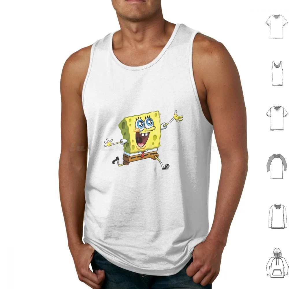 He Laughs Tank Tops Print Cotton Fifth Sun Paramount Humor Quote Big Face Big Face Happy Plankton Attitude Sponge Krusty