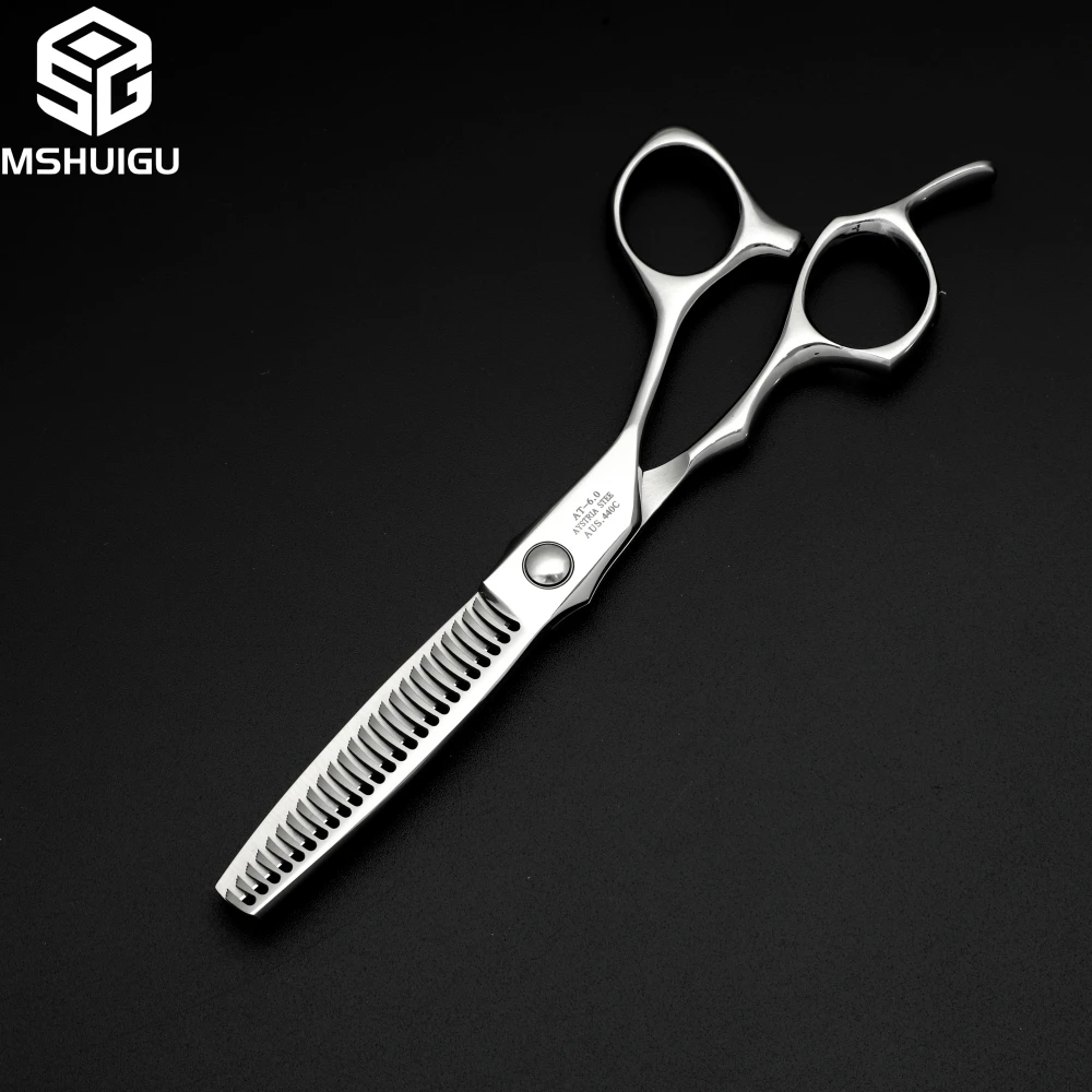 MSHUIGU 440C Stainless Steel 6-inch Reverse Blade Thinning Scissors Professional Barber Tool for Home And Salon Haircutting