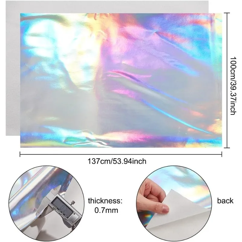 Holograficzna tkanina ze sztucznej skóry 54x39 cali srebrna rolka ze skóry PU laserowa tkanina skórzana miękka tkanina ze sztucznej skóry odpowiednia — zdjęcie 3