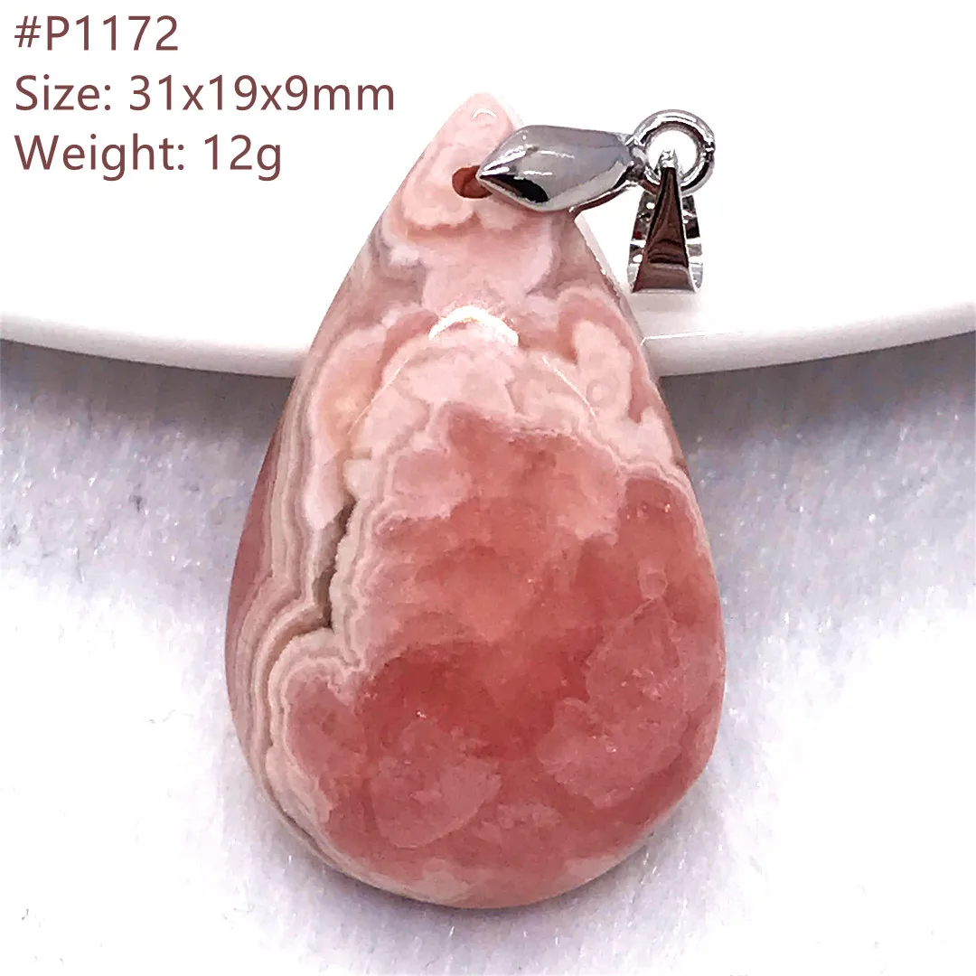 Natural Red Rhodochrosite Pendant Jewelry For Women Lady Men Healing Luck Argentina Crystal Silver  Beads Water Drop Stone AAAAA