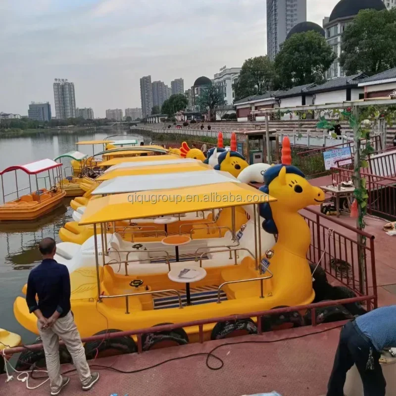 New Design Water Park Equipment Different Animal Themes Cheap Electric Fiberglass Water Pedal Boat