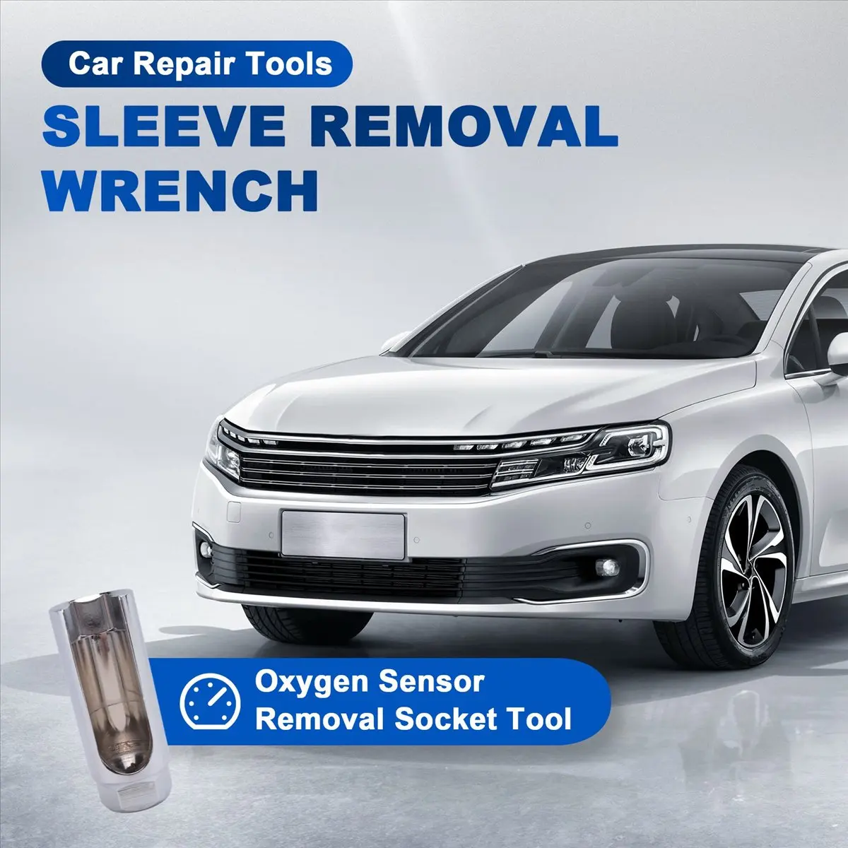 ABNQ 22Mm 3/8 Inch Drive Oxygen Sensor Removal Socket Wrench Tool + Hole Window Wire Car Repair Tools Silver