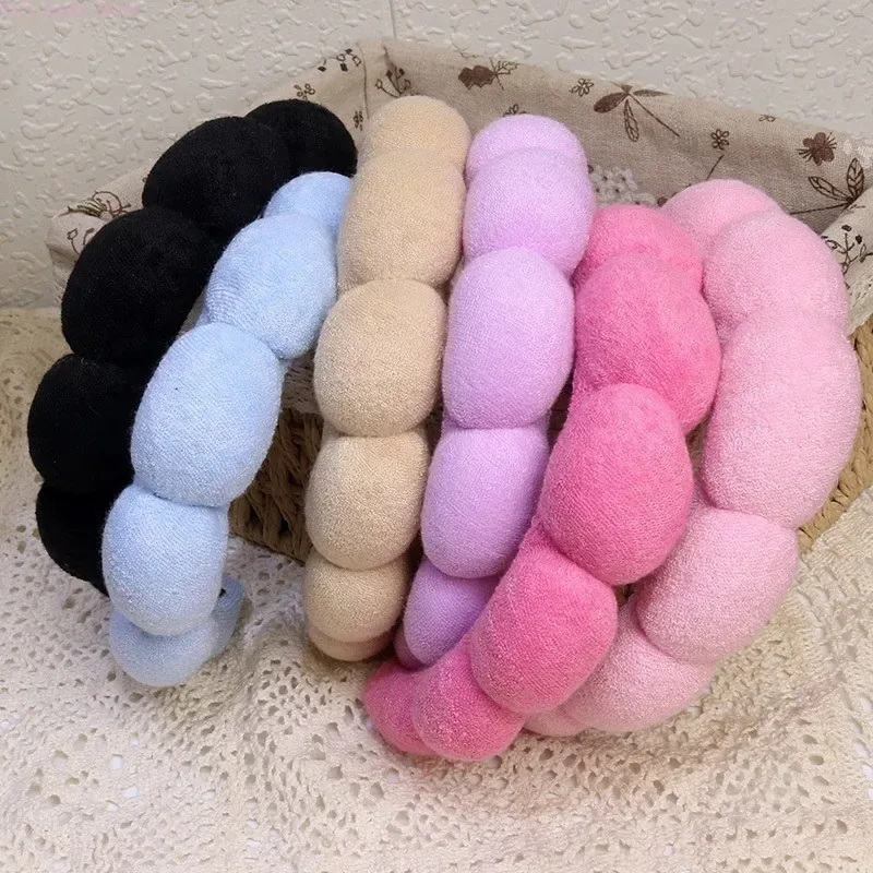 

Fashion Microfiber Washing Wristbands Scrunchies Puffy Headband Spa Bubble Headband for Washing Face Makeup Shower Skincare