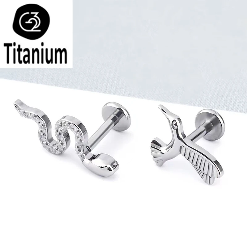 

ASTM F136 Titanium Bat Snake Brid shaped Labret Lip Rings Tragus Cartilage Conch Flat Helix Studs Earrings Piercing Body Jewelry