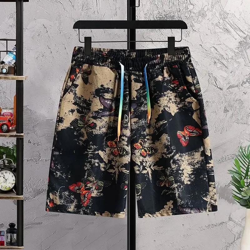 

Широкие пляжные шорты для мужчин, свободные мешковатые шорты на шнурке с карманами, стильные повседневные летние винтажные роскошные мужские шорты Y2k Xxl