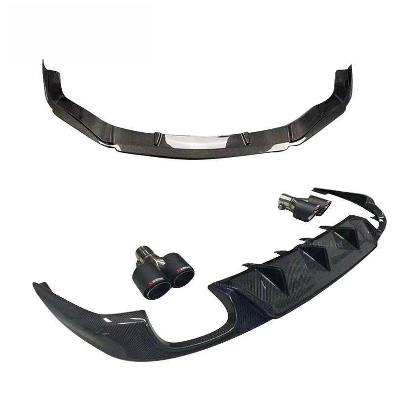 High Quality Carbon Fiber Two-Piece Front Rear Lip Upgrade Mod Accessories For Luxury Medium Sedan Vehicles