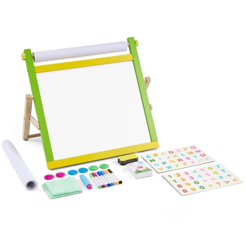 

【From China】 Table Children Magnetic Drawing Board 3-in-1 Double-Sided Wooden Kids Art Easel with Painting Accessories for G
