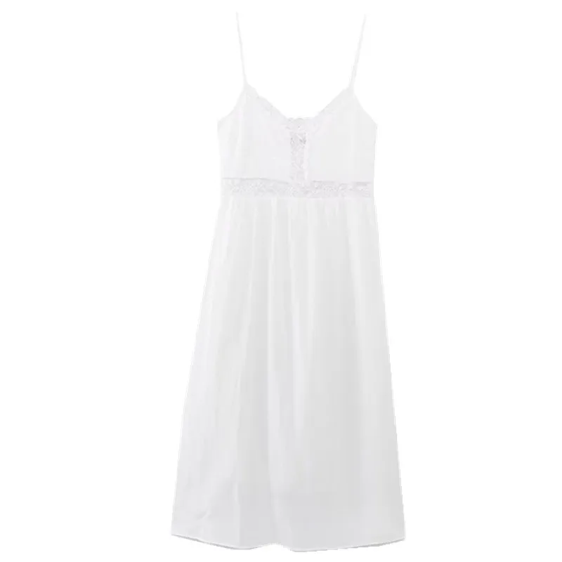 Estate delle nuove donne lungo senza spalline ricamato V-ne Dr a vita alta gonna a trapezio Sle casual confortevole cotone Dr
