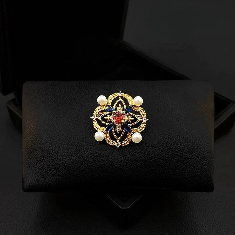 

Palace Flower Rhythm Vintage Brooch for Women Unique Style Suit Lapel Pin Cardigan Small Corsage Jewelry Accessories Gifts 5630