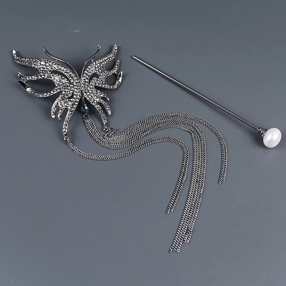 

Butterfly Hairpin Metal Hair Stick Bun Clip Black Lightweight Retro Bridal Wedding Party Prom Hairstyle Pin for Buns