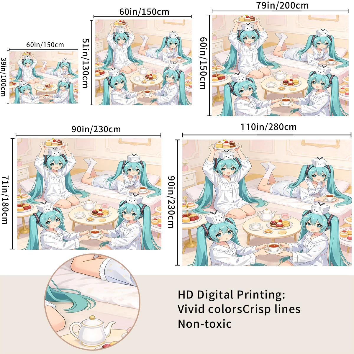 Hatsune Miku Cyberpunk Tapestry Anime Comic Panel Wall Hanging Wall Art for Bedroom Dorm Room Decor, Fan Gifts or Collections