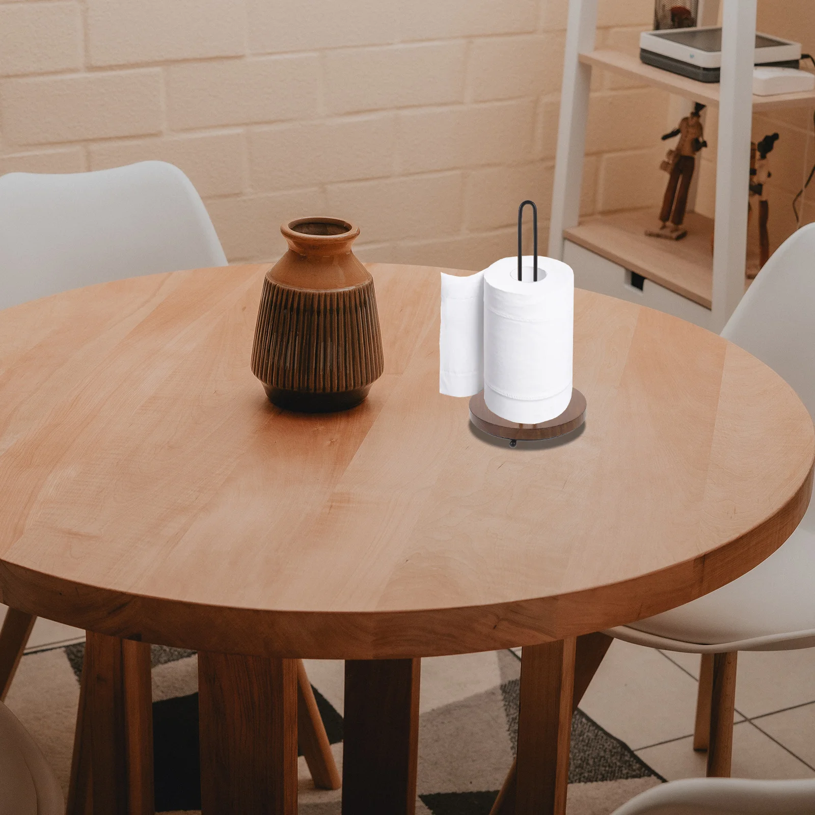 

Paper Towel Stand Metal Wood Kitchen Roll Holder Countertop Organizer Vertical Roll Paper Holder Multipurpose Kitchen Bathroom