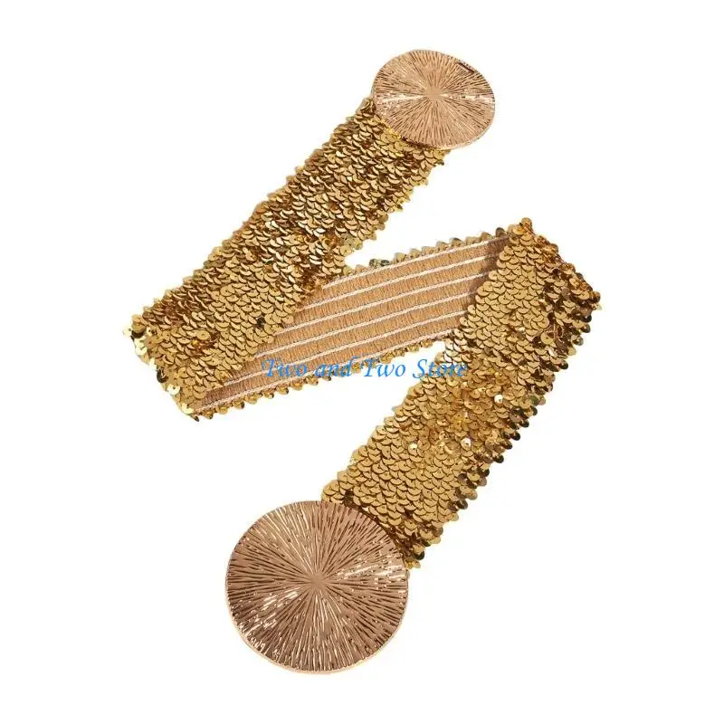 

HX6F Stretchable Corset Elastic Belt Blingbling Party Dress Corset Fashion Waiststrap