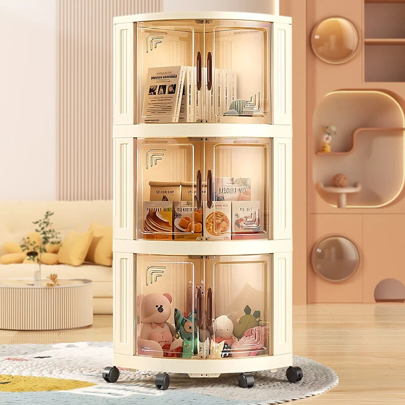 

Plastic double-door foldable and mobile triangular storage cabinet, snack, toy, home corner storage corner cabinet