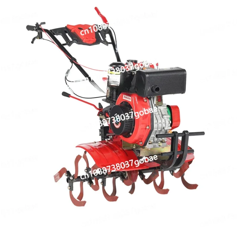 Two-Wheel Drive Small Tiller Multi-Function Diesel Engine Hand-Held Cultivation Machine Artifact