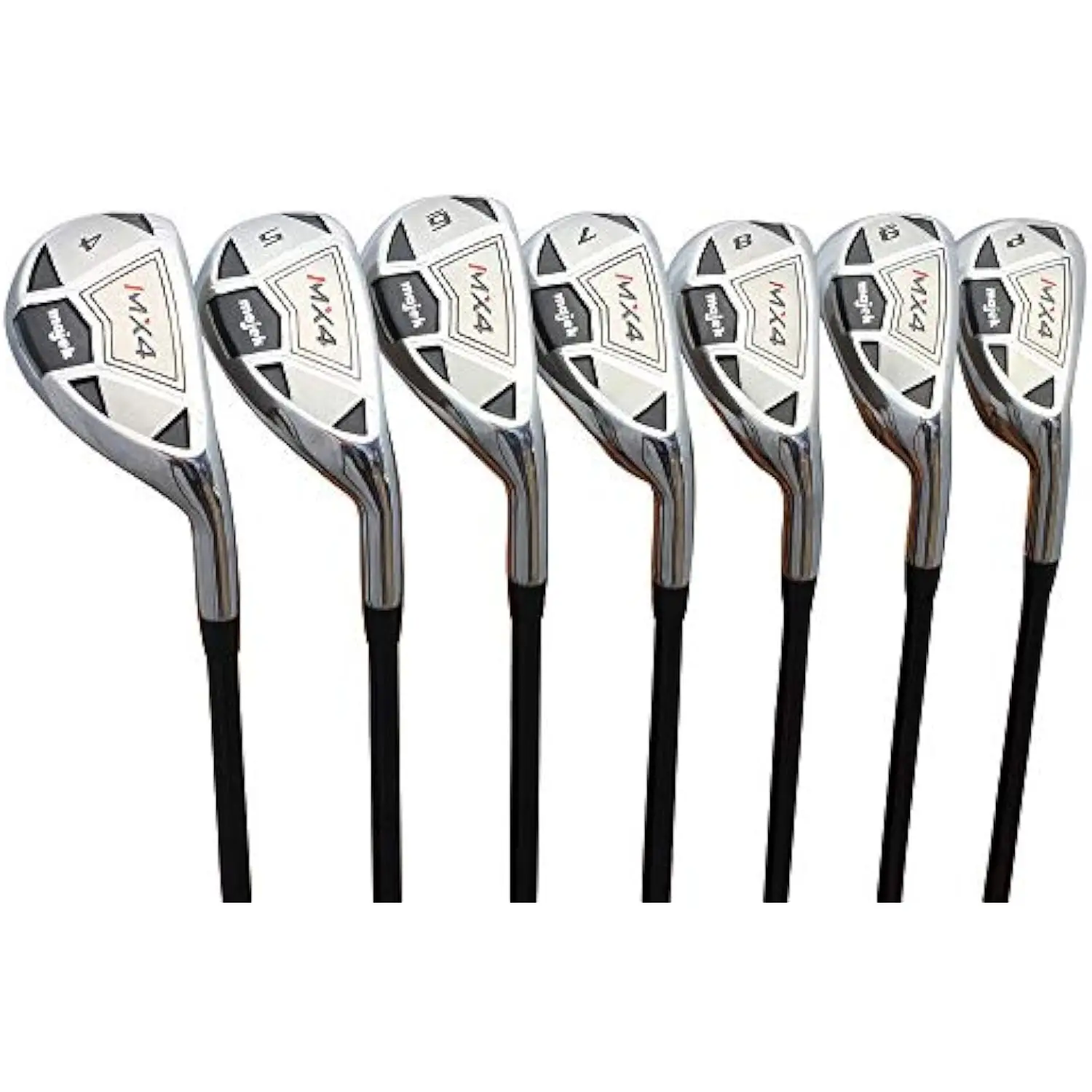 

Men’s MX4 Hybrid Iron Set, which Includes: #4, 5, 6, 7, 8, 9, +PW Senior Flex Right Handed Utility “A” Flex Clubs