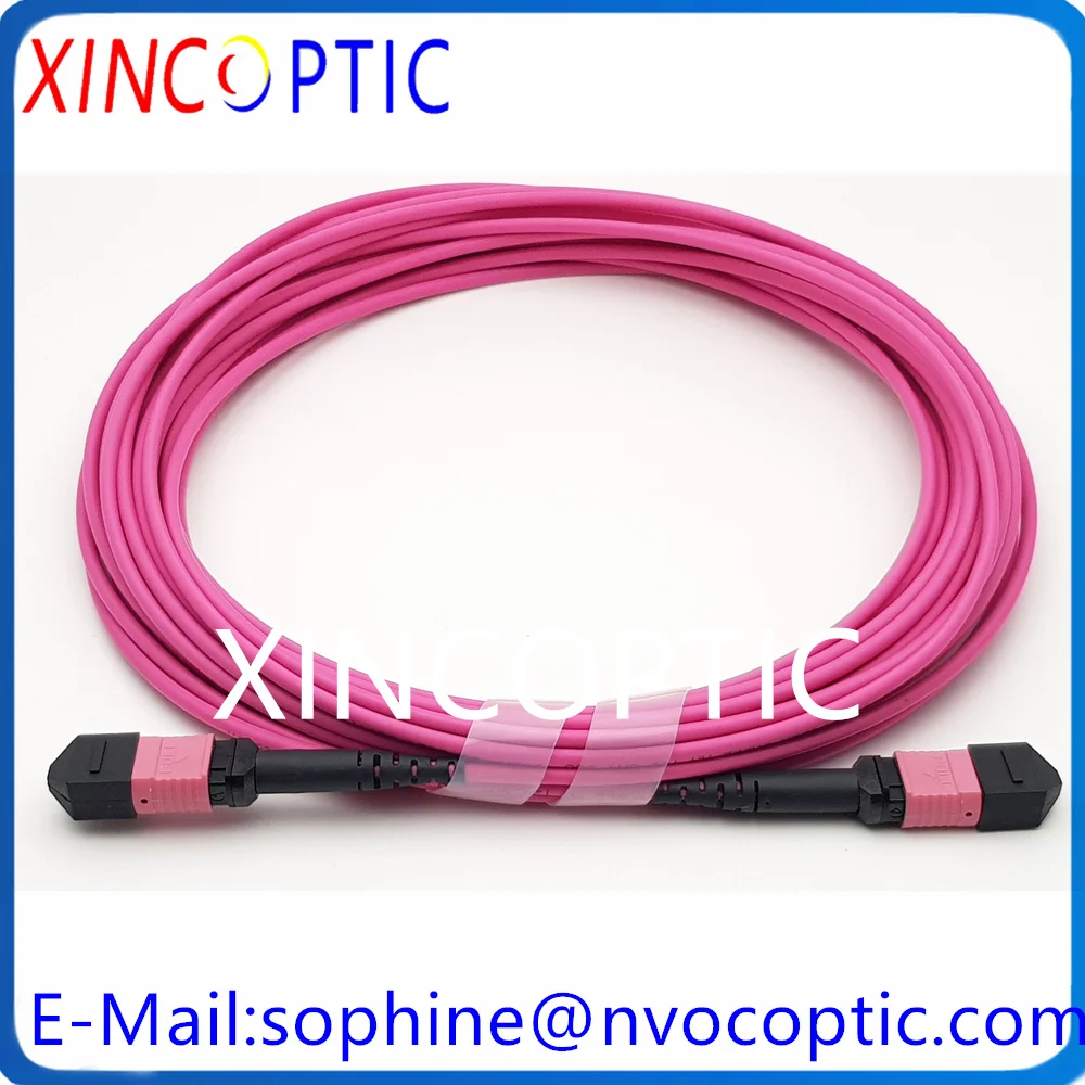 Imagem -06 - Masculino Multi Mode Mpo Connector Cabo 12core 5m 10m 8m 12c Mpo-m to Mpo 30 mm Mini Roxo Redondo Fibra Óptica Patch Cord Peças 2