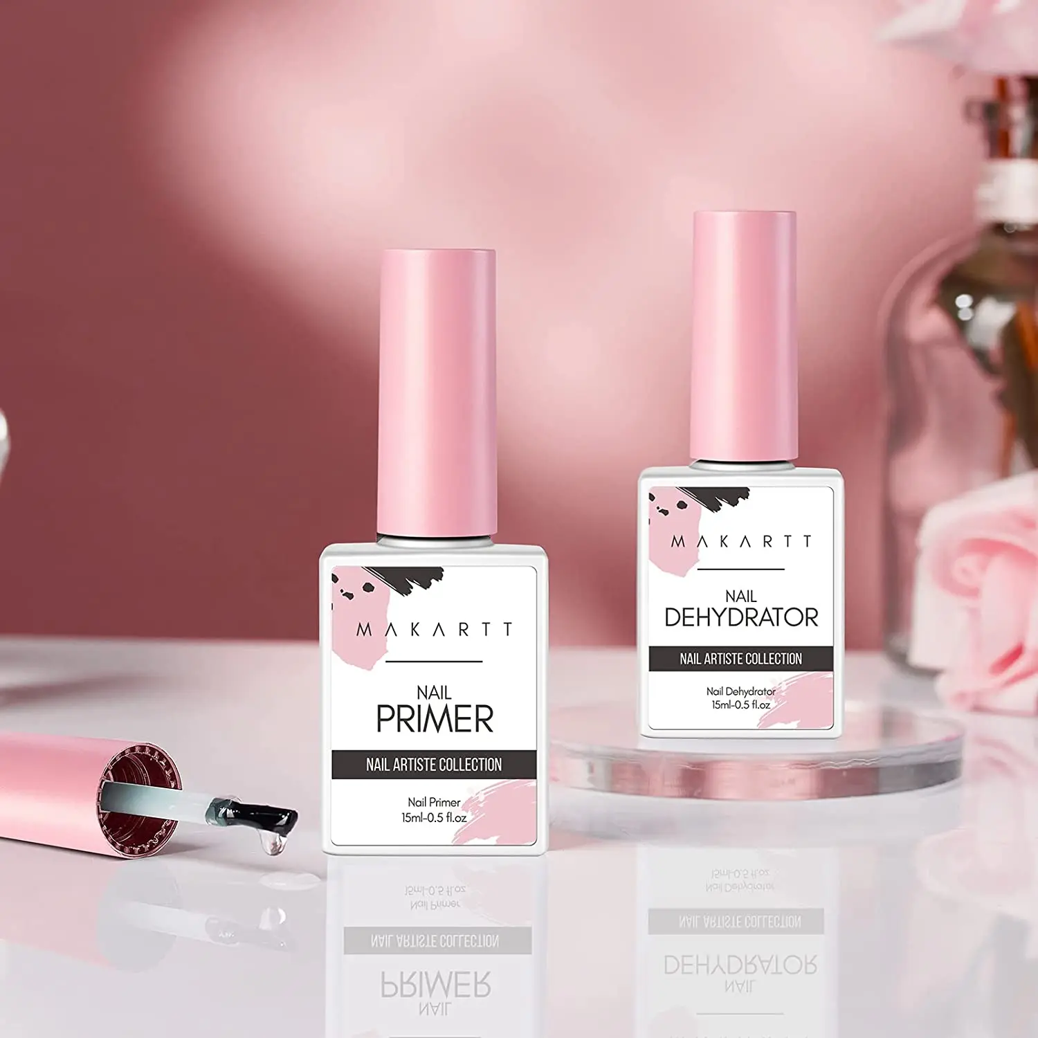 2 Stück säurefreie natürliche Nagelvorbereitung Dehydrate & Bond Primer Makartt 15 ml Gel-Nagellack-Nageldörrgerät und Primer-Zubehör – Detail 3