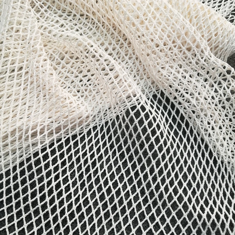 10 mm 5 mm grid 100% cotton ivory mesh fabric hollow Inelastic net fabric sexy tops diy leisure shopping bag multifunction cloth