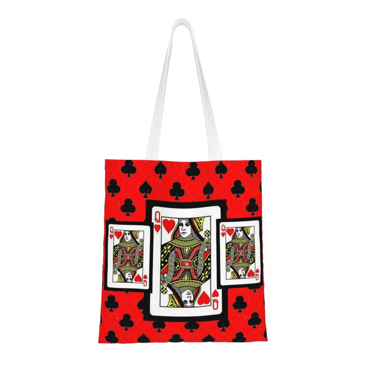 

Сумки для покупок Queen Of Hearts, женская парусиновая большая сумка, складная сумка через плечо для девочек, дорожная сумка