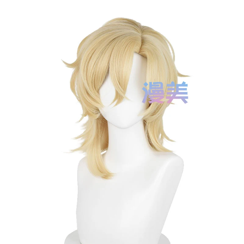 Aventurine Honkai Star Rail peruka do Cosplay 40cm krótki złote włosy Cosplay Anime HSR peruka do Cosplay żaroodporny peruki syntetyczne