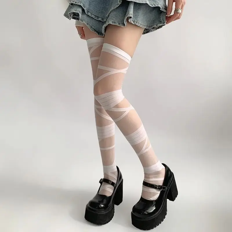 SOURCE Factory Strapy2kSilk Stockings Lolita White Pure Desire Socks Sub-Culture over the Knee Stockings Distribution Delivery