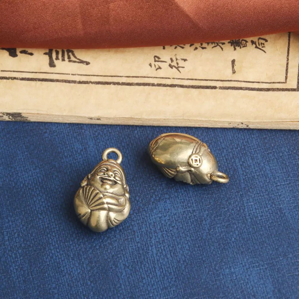 

3pcs Brass God of Wealth nament Keychain Retro Pendant Vintage Charm Desktop Figurine Home Decor DIY Key Hanging Jewelry Making