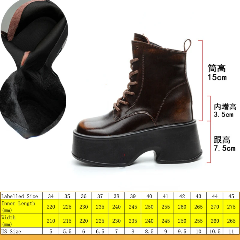 Fujin 11cm Microfiber Leather Women Spring Knee High Platform Hidden Heel Booties Winter Fashion Autumn Plush Thick Soled Shoes