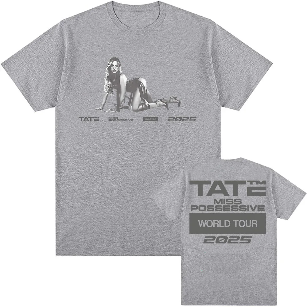Miss Possessive 2025 World Tour Tee Tate McRae Graphic Printing T-shirt Cotton Short Sleeve Unisex Streetwear Tshirt Men T Shirt