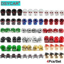 DSYCAR 4Pcs/Set Valve Caps for Tires, Skull Style Universal Stem Valve Caps, Attractive Dustproof Car Accessories