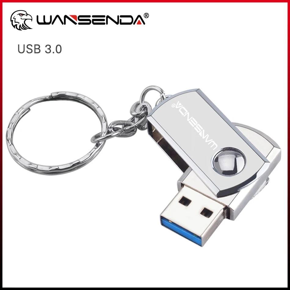 WANSENDA Key Ring USB Flash Drive 32GB High Speed Pen Drive 16GB 64GB 256GB Rotation Pendrive USB Stick 3.0 128GB Flash Memory