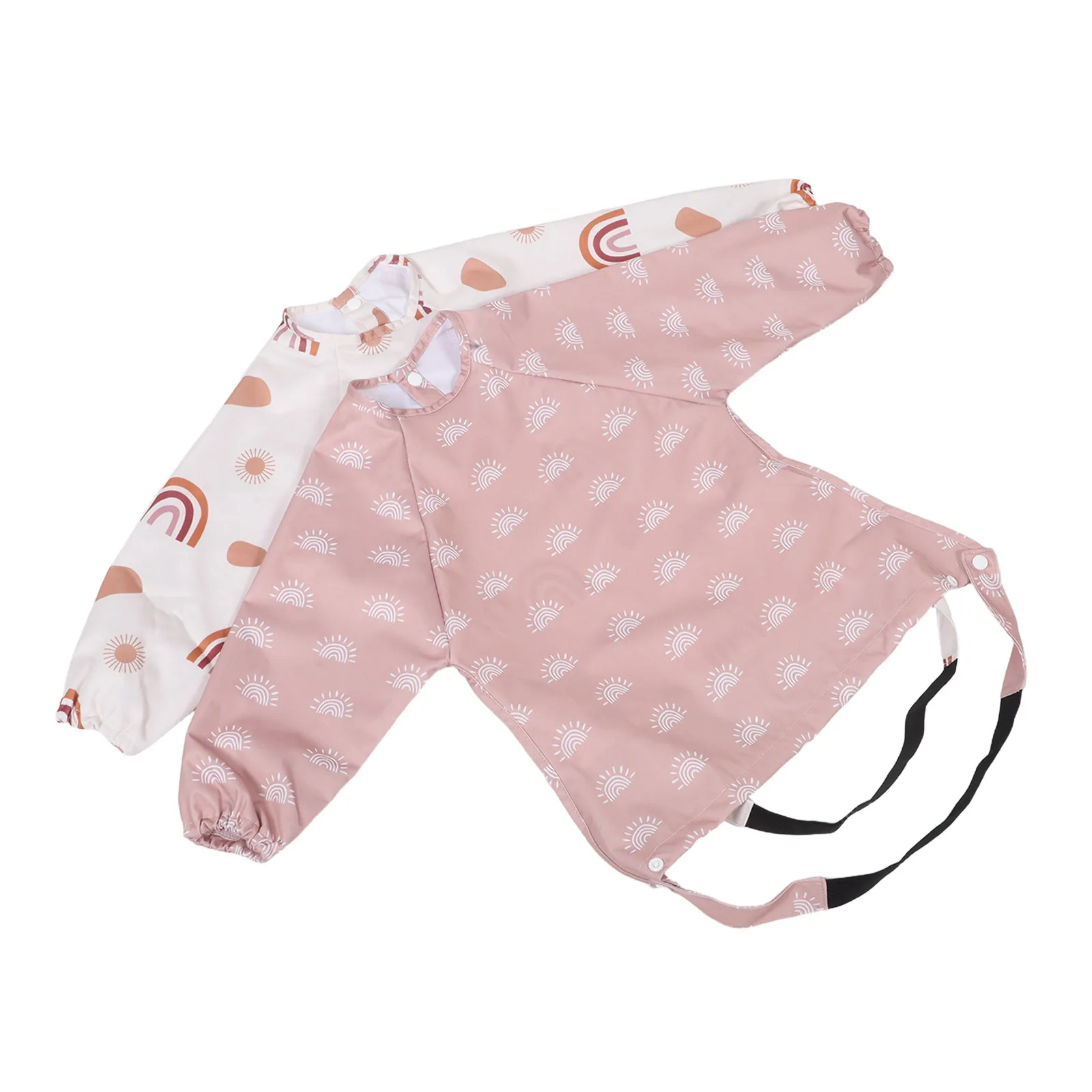 

2Pcs Children Eating Bib Full Coverage Waterproof Toddler Apron Long Sleeve Baby Feeding Smock Easy Clean Anti Spill Kids