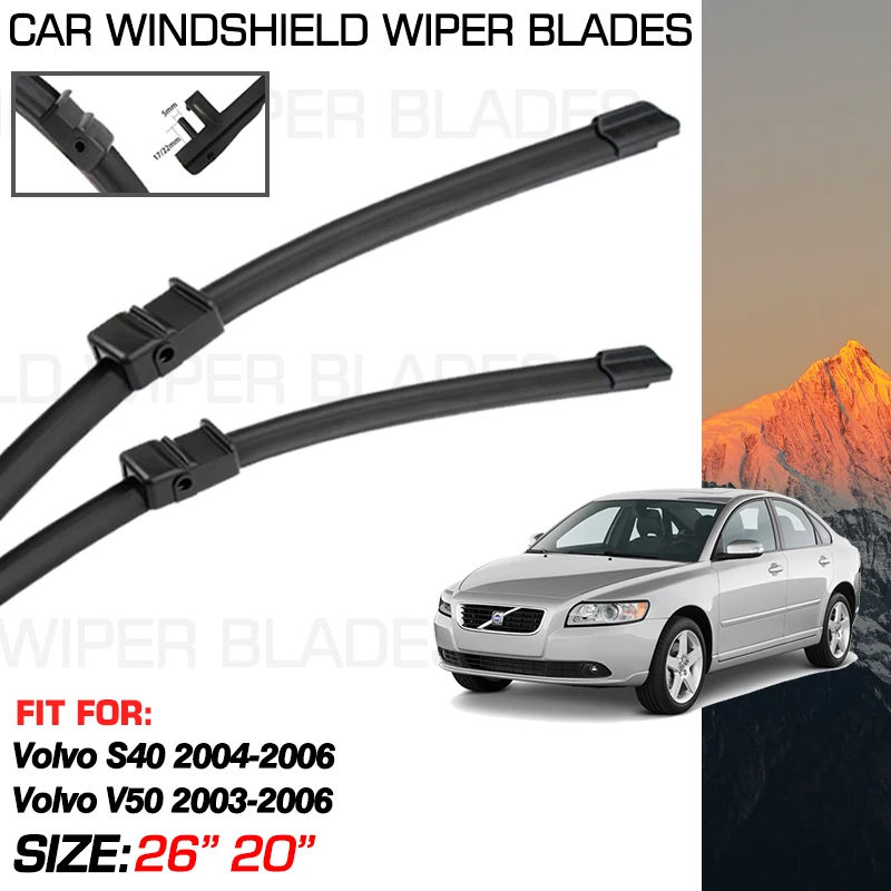 

Car Wiper Blades For Volvo S40 2004-2006 2005 Volvo V50 2003-2006 2005 2004 Accessories Windshield Washer Brush Blades Brushes