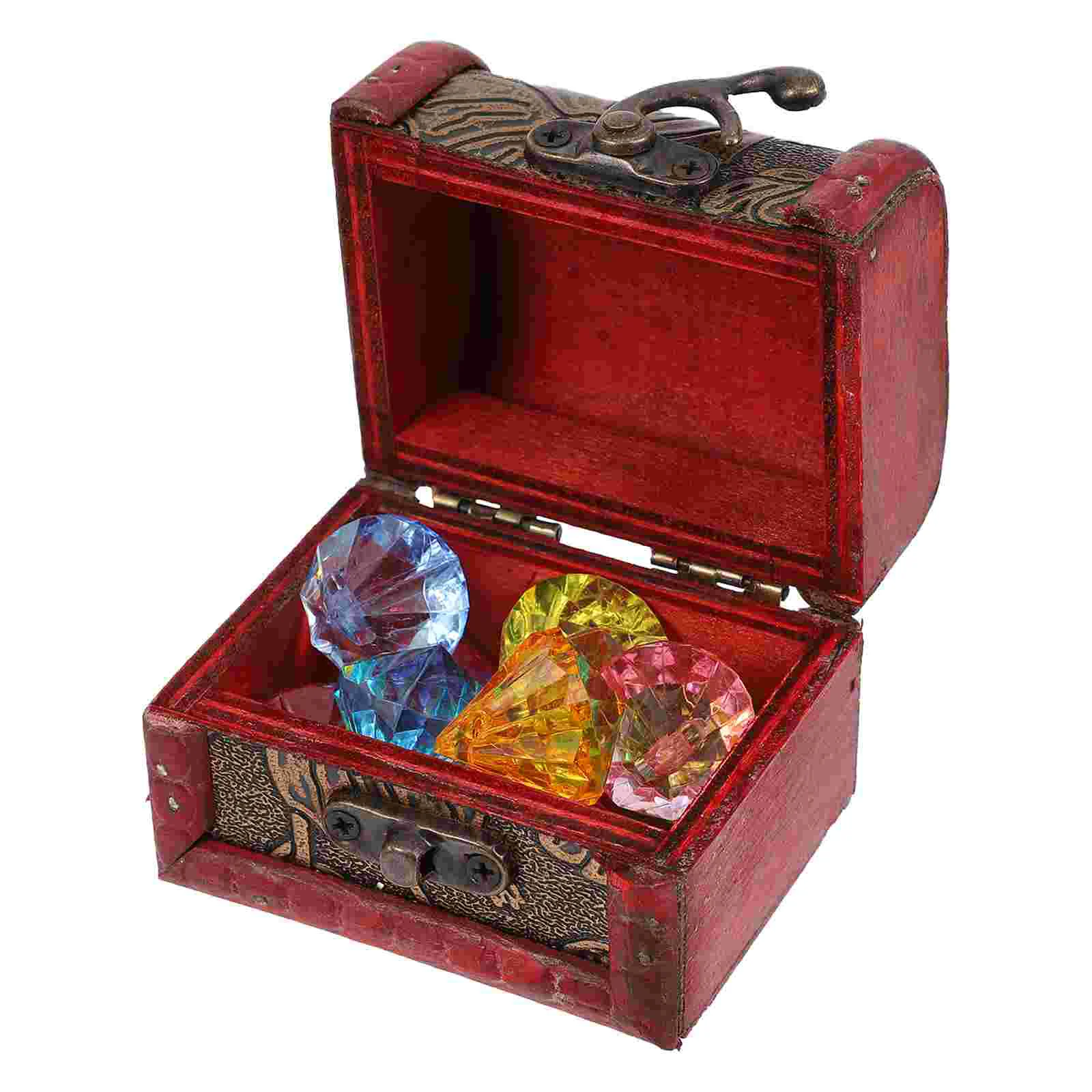 Pirate Treasure Chest Gems Kid Toy Case with Gemstones Acrylic Diamond Diamonds Decor