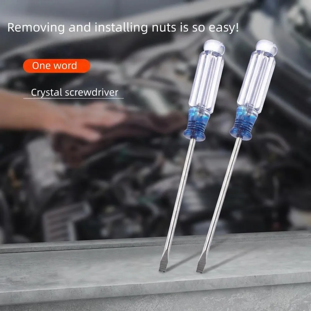 2pcs Ergonomic Magnetic Screwdrivers with Crystal Handle and Flat Head, Perfect for Home and Industrial Repairs