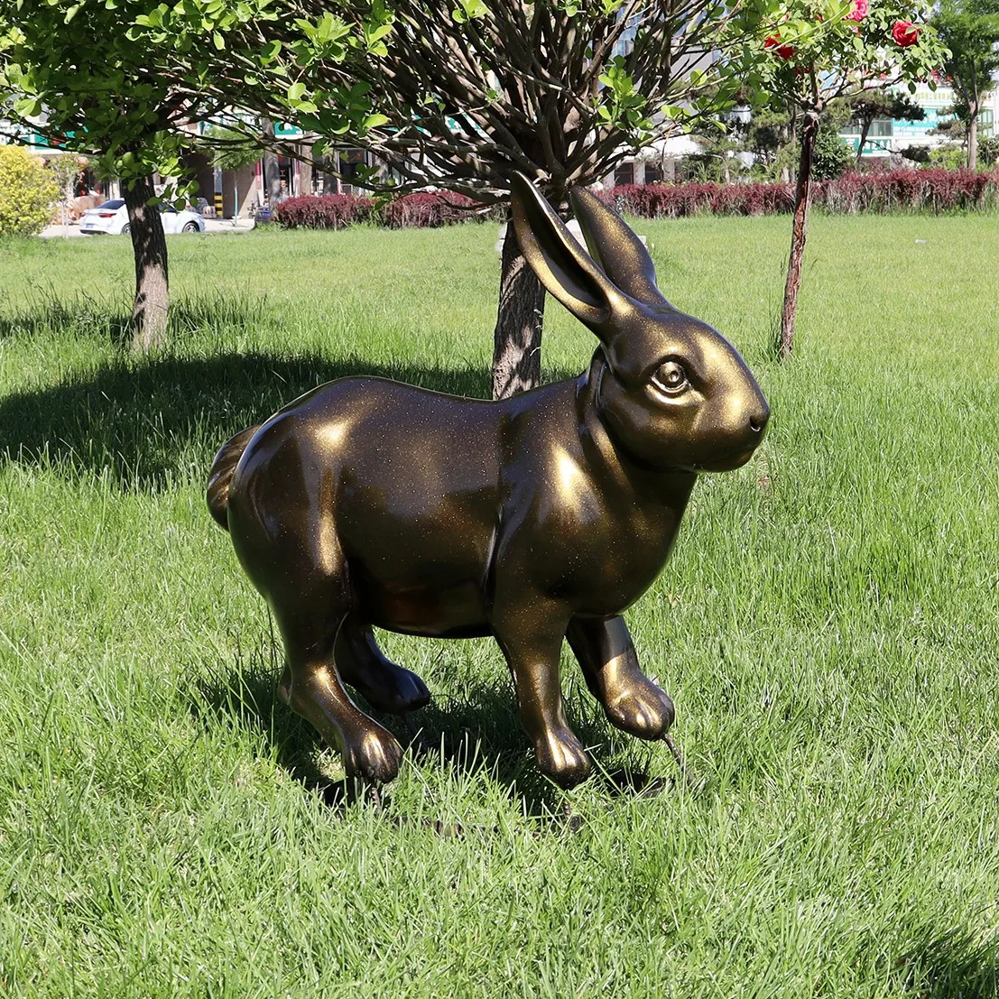 Classic Large Cast Bronze Rabbit Statue Outdoor Decorative Ornament for Garden Patio Patina Finish Garden Ornaments