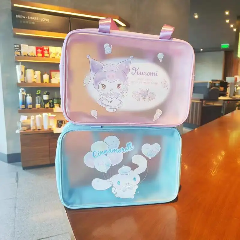 Borsa per il trucco Sanrio Kuromi Hello Kitty borsa per cosmetici MyMelody Cinnamoroll borsa da viaggio per donna ad alta capacità borsa portatile