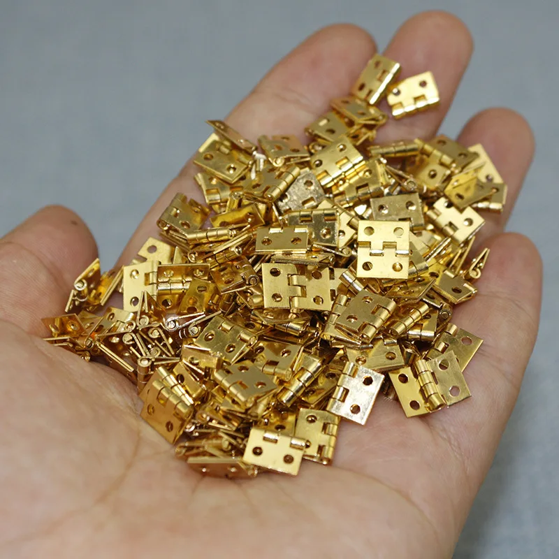50pcs Mini Brass Hinge For Small Craft Door Box Accessories Gold 8*10mm Miniature Cabinet Furniture Fittings Home Hardware