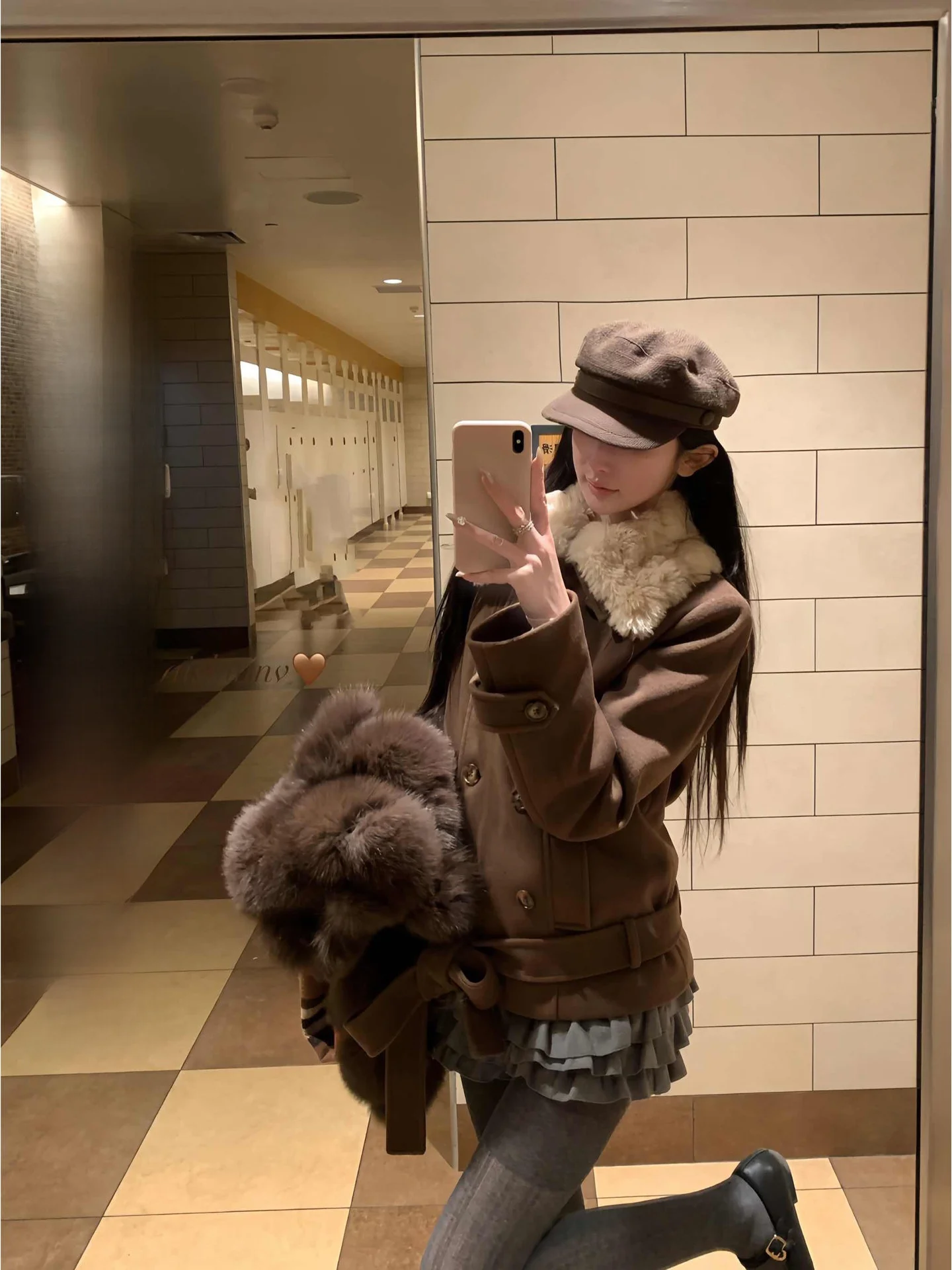 

White Water Women e Miss Collar Woolen Coat Women Winter Design Loose Warm Environmental Fur Collar Top Korean Sle