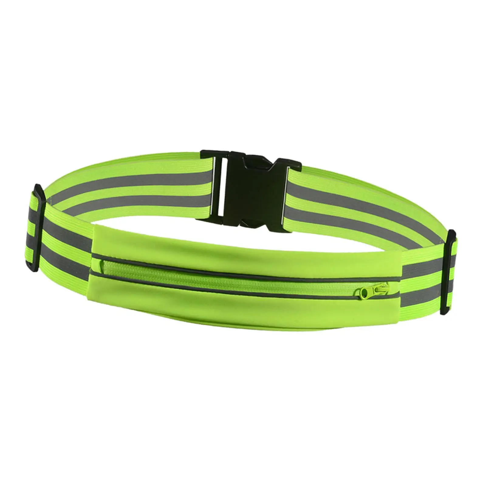Reflective Running Belt with Phone Pocket Elastic Adjustable Waist Bag High Visibility Strap for Night Runs