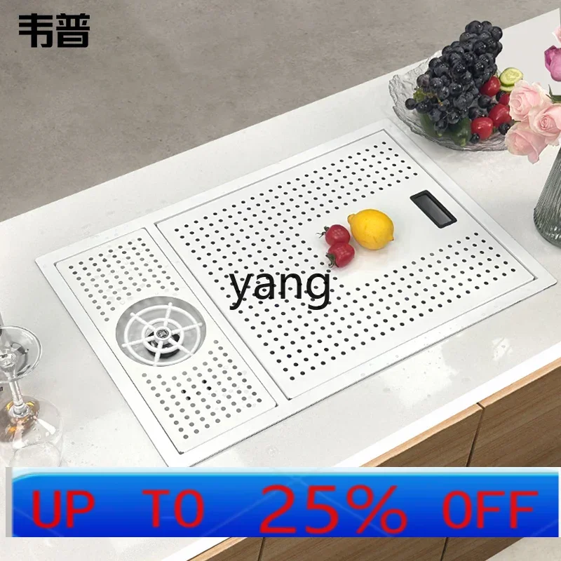 

YJQ sink invisible small single slot 304 stainless steel middle island kitchen mini vegetable basin