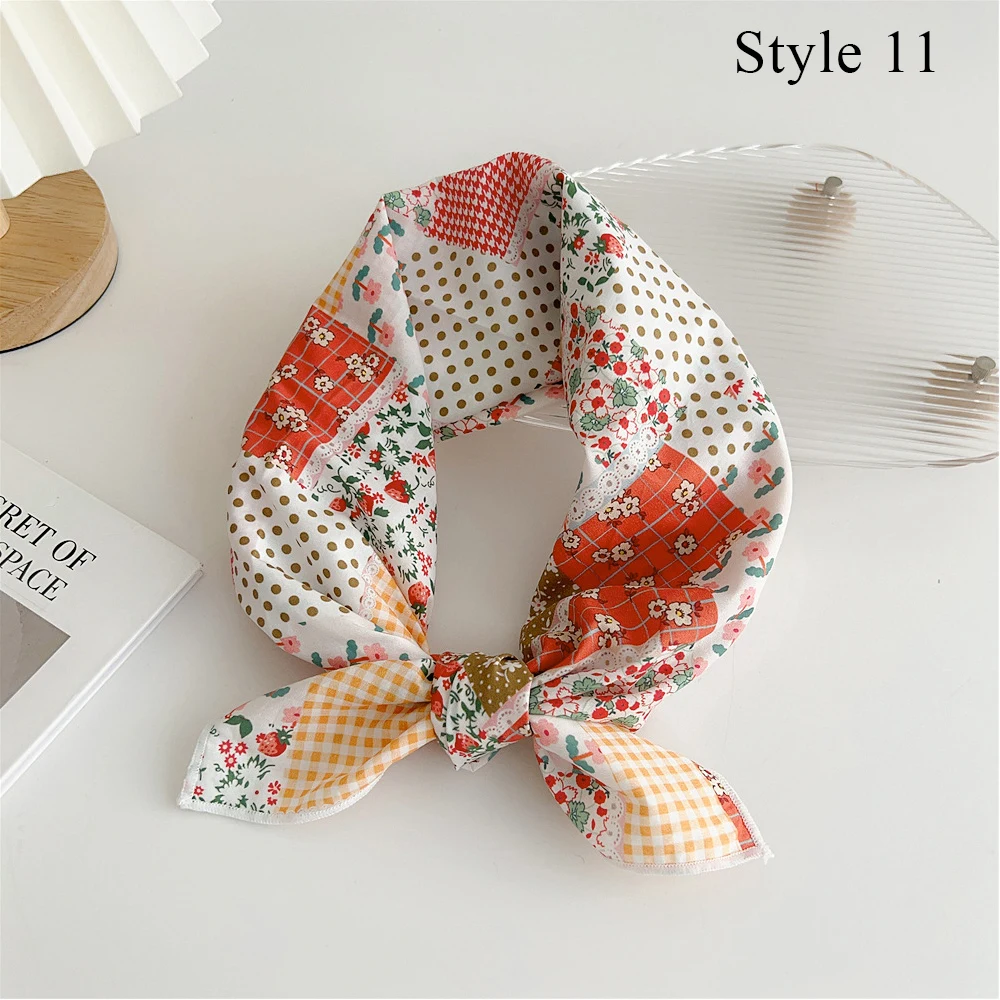 Handkerchief Fashion Headscarf Hijabs Women Sunscreen Headscarf  Small Shawl Neckerchief DIY Headband Hair Scarves Floral Print